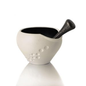 Cream cast iron pestle and mortar